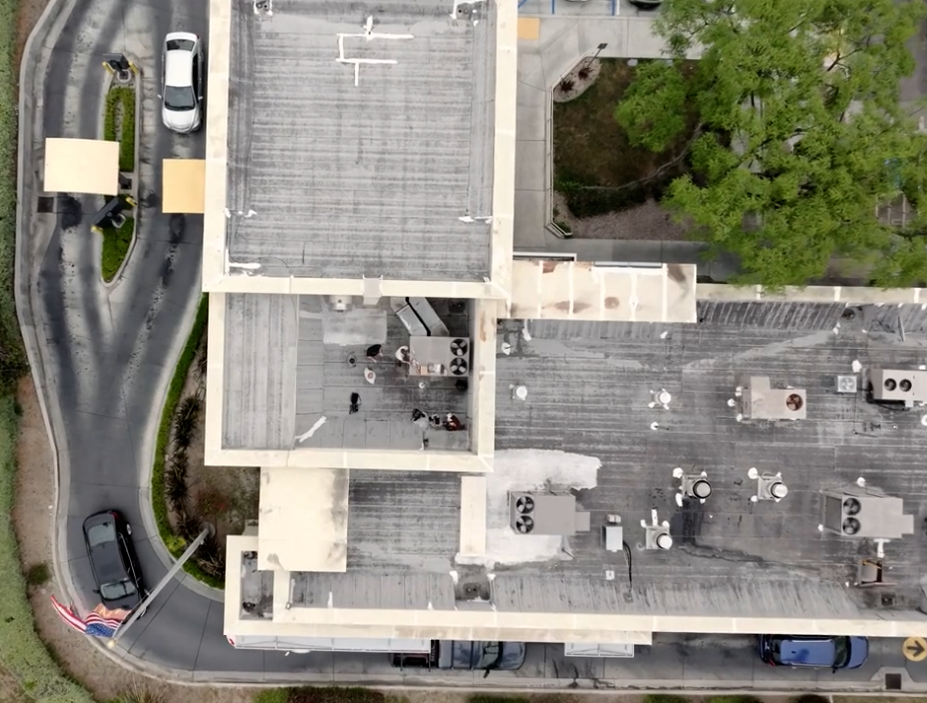 McDonald's top view of rooftop with HVACs